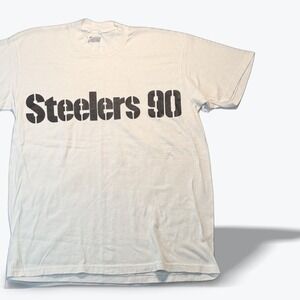 Vintage 90s Pittsburgh Steelers T Shirt Mens Large White Stedman Single Stitch